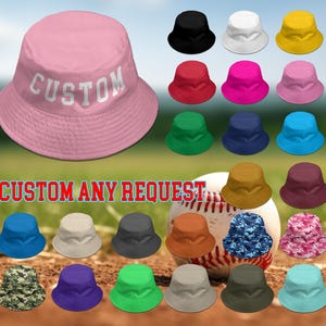 Personalized Reversible Bucket Hat, Custom Text Logo Color Vintage Bucket Hat, Sun Hat, Summer Hat, Camping Hat, Printed Outdoor Bucket Hat
