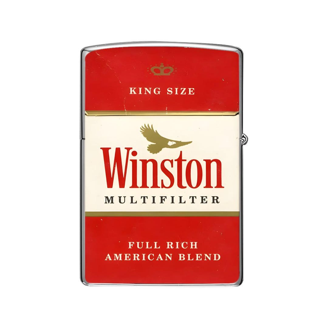 Winston Lighter Case – Vintage Red Cigarette Pack Design – Bold