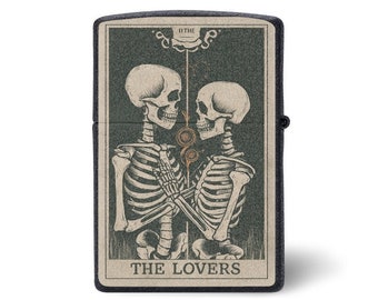 Skeleton Design Zippo Lighter Case, Unique Tarot Gift Idea for Anniversary, Perfect for Skeleton Lovers