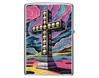 Skull Cross Printed Lighter Case, Eye-Catching Accessory for Lighters, Great Gift for Gothic Style Lovers or Collectors
