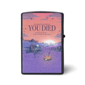 Lighter case - melancholy skeleton style design, durable protective lighter cover for gothic accessory gift