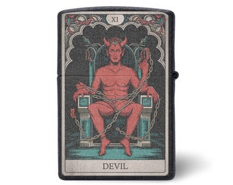 The Devil Tarot Card Lighter Case, Unique Satanic Decor for Smokers, Perfect Gift for Tarot Enthusiasts and Occult Lovers
