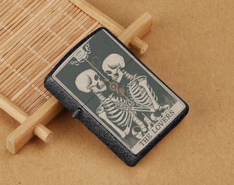 Skeleton Tarot Card Zippo Lighter Case, Anniversary Gift