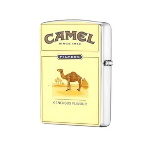 Estuche vintage para encendedor Camel, con tapa metálica estilo cigarrillo retro, regalo clásico inspirado en el tabaco amarillo para hombre. imagen 3