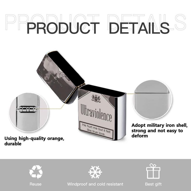 Lana Del Rey Ultraviolence Lighter Case, Sad Girl Aesthetic Cigarette Pack Design, Vintage Retro Indie Gift image 6
