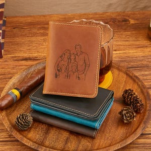 Personalisierter Foto Leder Kartenhalter, Benutzerdefinierte Familienfoto Kartenhalter, Benutzerdefinierte Name Kreditkarte Brieftasche, Geschenk für Ihn, Vatertagsgeschenk