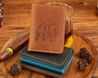 Portafoglio in pelle personalizzato con foto, porta carte personalizzato con foto di famiglia, portafoglio per carte di credito personalizzato con nome, regalo per lui, regalo per la festa del papà