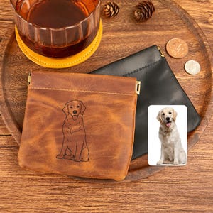 Portafoglio in pelle con foto personalizzata per animali domestici, piccolo portafoglio in pelle Crazy Horse personalizzato, portafoglio con foto incisa, regalo per fidanzato, regali per la festa del papà