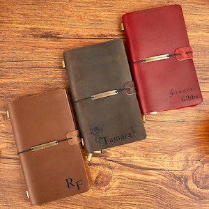 Personalized Name Leather Journal, Custom Notebook, Engraved Travel Diary, Teacher Gift, Journal for Women and Men, Graduation Gift