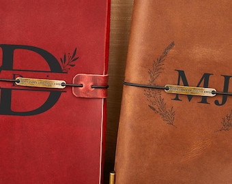 Custom Leather Journal | Personalized Handmade Travel Leather Bound Refillable Journal | A5 Leather Journal | Travel Gifts for Him Her