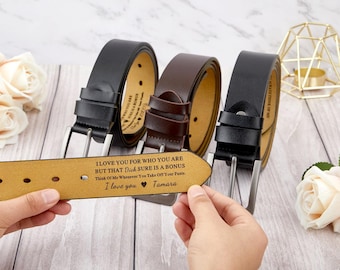 Personalized Leather Belt for Men,Custom Engraved Belt, Unique Handmade Gift for Husband Dad,Anniversary Father's Day Birthday Gift for Him