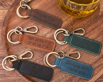 Personalized Leather Keychain, Customized Keychain,Custom Leather Key chain,coordinates key chain longitude latitude keychain,Best Gift