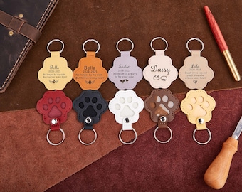 Pet Fur Key Chain, Leather Pet Paw Keychain, Dog Keychain, Cat Keychain, Pet Dog Cat Loss Gift, Pet Dog Cat Memorial Gift, Pet Lovers Gift