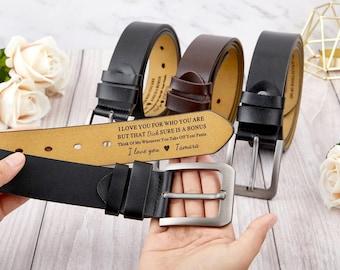 Personalized Engraved Leather Belt for Men, Custom Handmade Belt, Unique Anniversary Gift for Husband, Father's Day Birthday Gift for Him