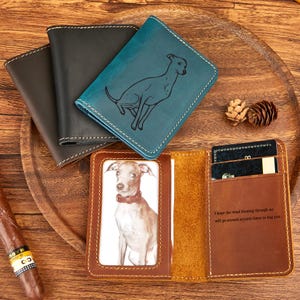 Porte-cartes en cuir personnalisé avec photo, Portefeuille unisexe personnalisé avec photo d'animal de compagnie, Portefeuille personnalisé pour carte de crédit avec nom, Cuir Crazy Horse, Cadeau d'entreprise