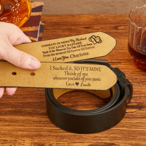 Personalized Message Leather Belt, Engraved Genuine Leather Belt for Men, Engraved Text Belt, Gifts for Husband, Father&#39;s day gifts