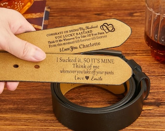 Personalisierbarer Gürtel für Ihn Lustige Geschenkidee, Ledergürtel zum Jubiläum, Einzigartiges Freundgeschenk, Geschenk zum Valentinstag für Ehemann, Text gravieren