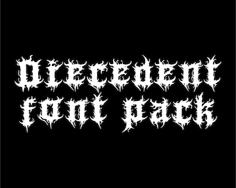 Diecedent Font Extreme Black Metal Logo Design, Spiky Death Metal Typography, White on Black Band Font Digital Download