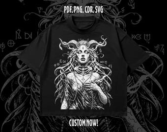 Anpassad svartvit enkel gotisk grunge mörk skräckmetalldesignillustration för varumärke