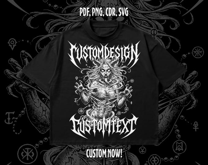 Featured listing image: Custom B&W Simple Text And Design Illustration Gothic Grunge Dark Horror Metal for brand