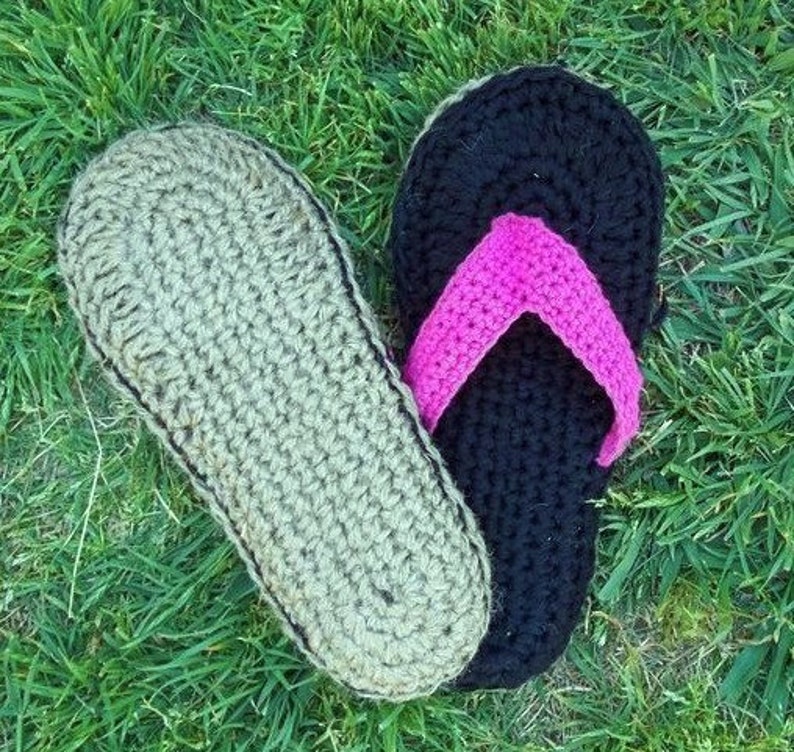 Crochet Slipper Pattern Adult Flip Flops Child/Adult sizes 3-10 image 4