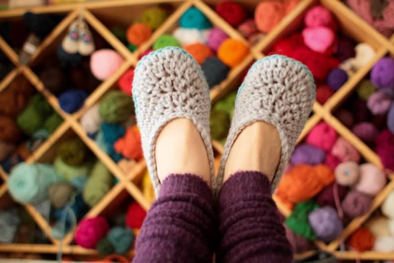 Gehaakt patroon Oma huis Slippers volwassen vrouw maten afbeelding 5