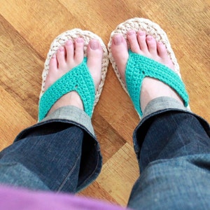 Crochet Slipper Pattern Adult Flip Flops Child/Adult sizes 3-10 image 3