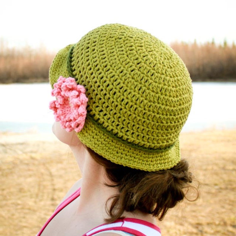 Instant Download Crochet Pattern Sunhat for him or her with Flower image 1