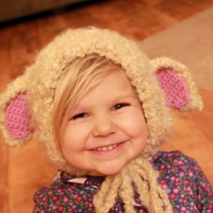 Instant Download - Crochet Pattern - Lamb Bonnet Pattern (Newborn to Adult)