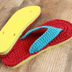 Crochet Slipper Pattern Adult Flip Flops Child/Adult sizes 3-10 image 5