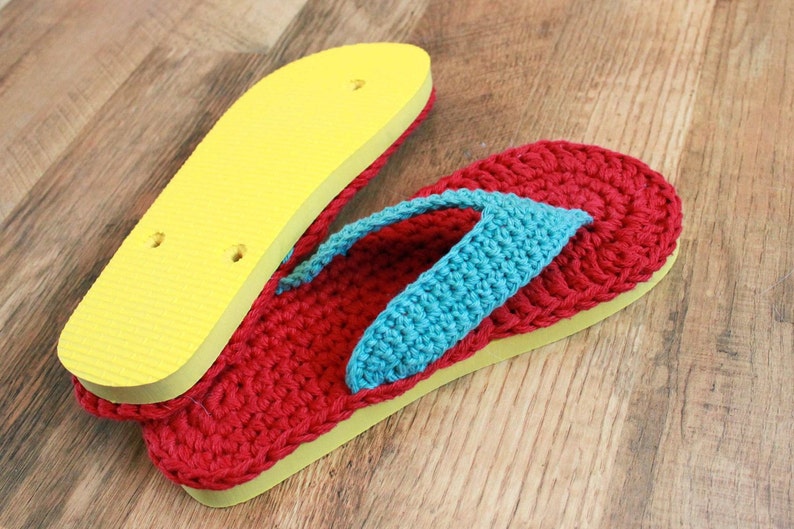 Crochet Slipper Pattern Adult Flip Flops Child/Adult sizes 3-10 image 5