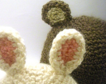 Crochet Hat Pattern - Bunnies & Bears Hat (Newborn to Child)