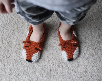 Instant Download - Crochet Pattern - Fox Slippers (Child to Woman size 12)