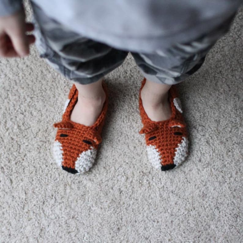 Instant Download Crochet Pattern Fox Slippers Child to Woman size 12 image 1