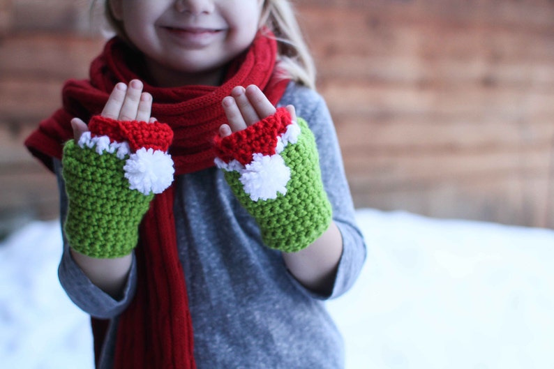 Crochet Pattern Santa Hat Handwarmers image 1