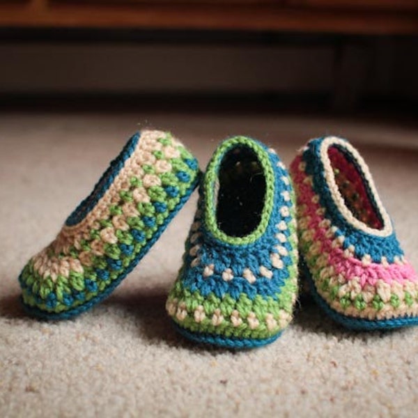 Crochet Slipper Pattern - Galilee Slippers (Child through Adult Sizes)