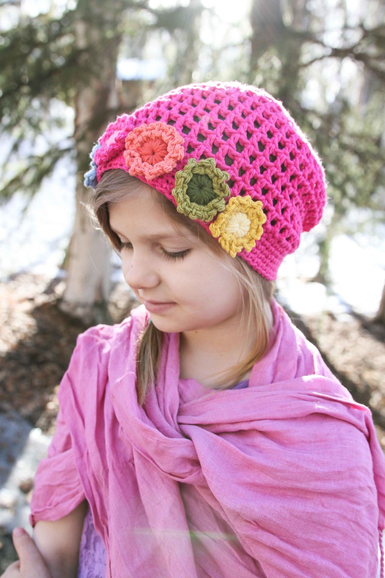 Crochet Hat Pattern Summer's Flower Girl Hat image 2