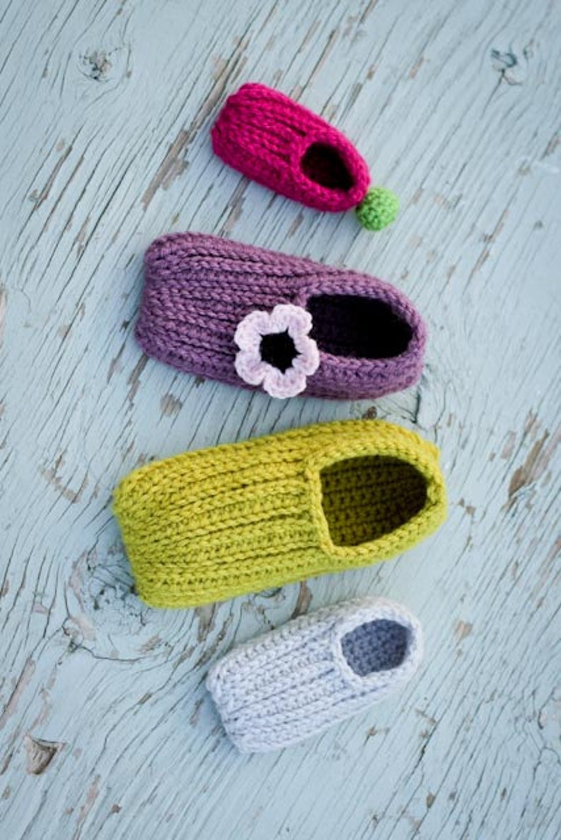 Crochet Pattern Knit Look Slippers newborn to Child Size - Etsy