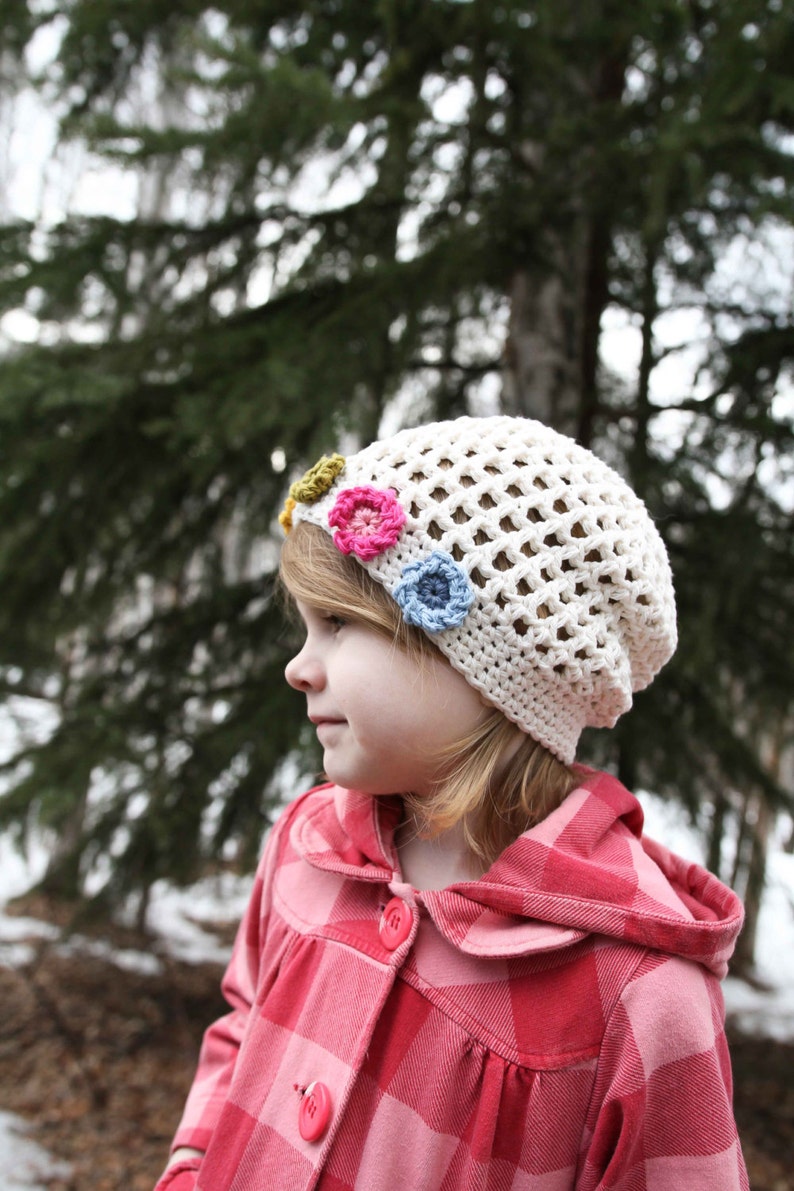 Crochet Hat Pattern Summer's Flower Girl Hat image 1