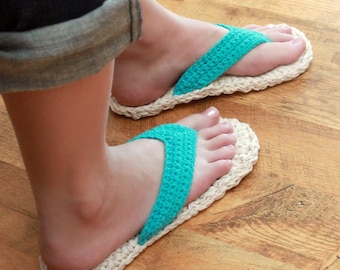 Crochet Slipper Pattern - Adult Flip Flops (Child/Adult sizes 3-10)