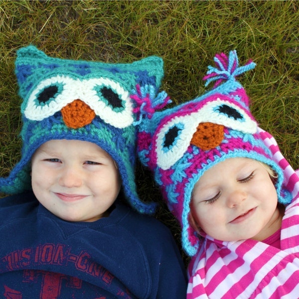 Killian's Owl Hat PDF Crochet Pattern (Tailles du nouveau-né à l'adulte)