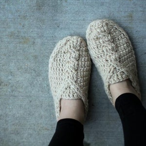 Crochet Pattern Cable Slippers image 1