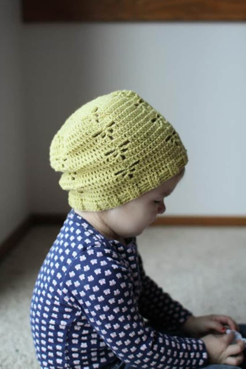 Crochet Hat Pattern Dragonfly Slouch Hat Baby-Adult image 1