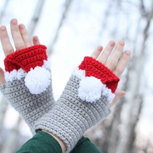 Crochet Pattern Santa Hat Handwarmers image 5