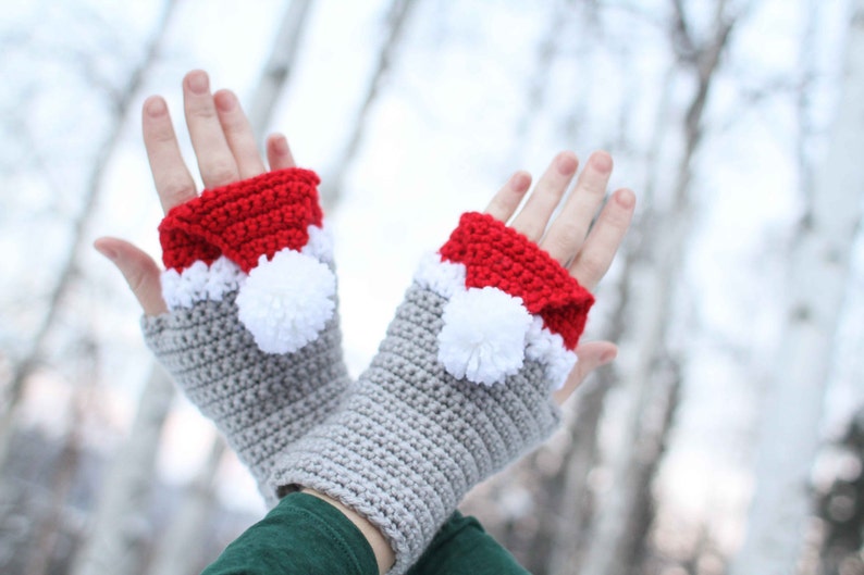 Crochet Pattern Santa Hat Handwarmers image 5