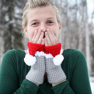 Crochet Pattern Santa Hat Handwarmers image 4