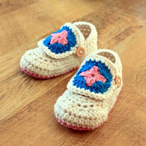 Instant Download Crochet Pattern Granny Square Booties Newborn to 18 mo image 1