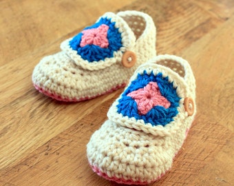 Instant Download - Crochet Pattern - Granny Square Booties (Newborn to 18 mo)