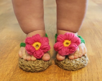 Instant Download - Crochet Pattern - Jute Sunshine Sandal (Newborn to 2 yrs.)