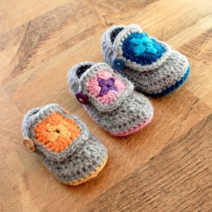 Instant Download Crochet Pattern Granny Square Booties Newborn to 18 mo image 2